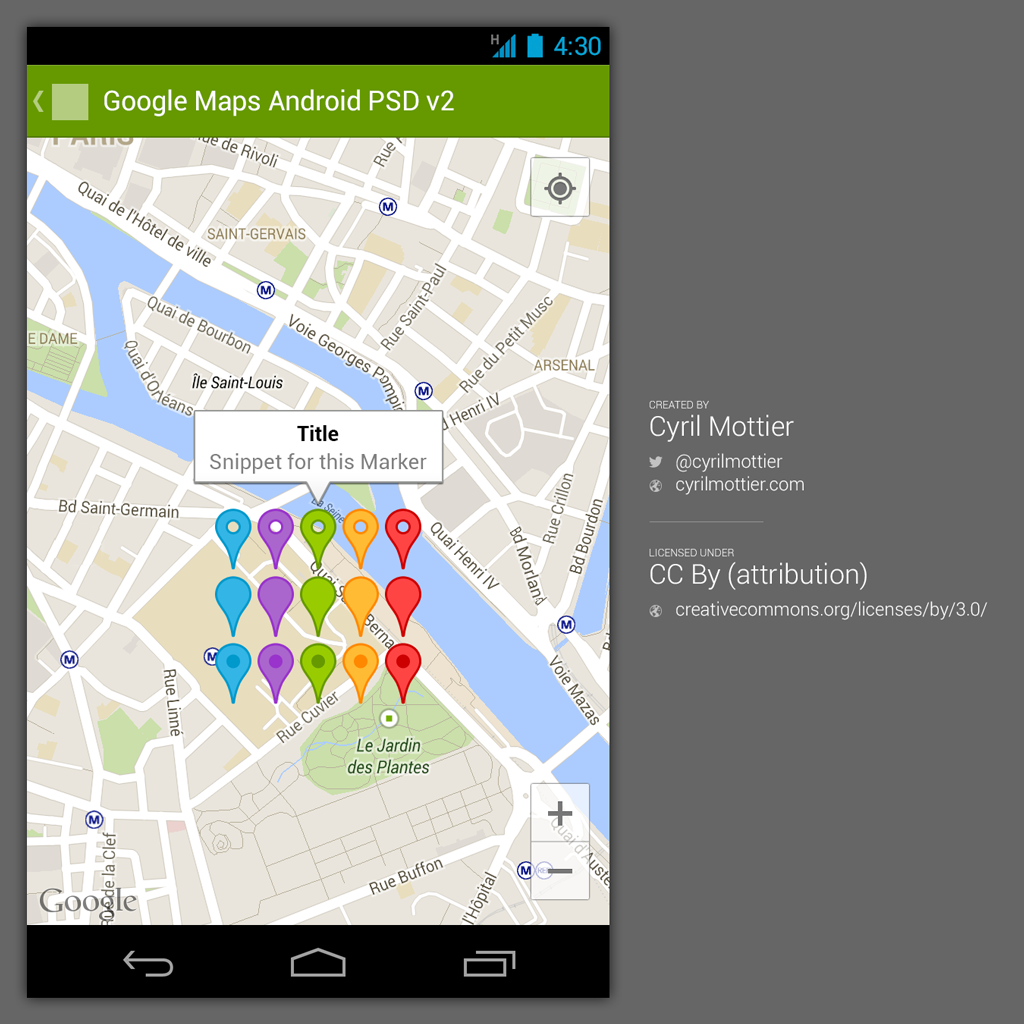"Preview of Google Maps Android PSD v2"